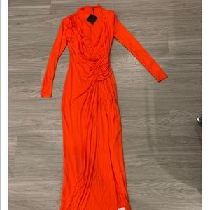 JLUXLABEL Orange High Neck Maxi